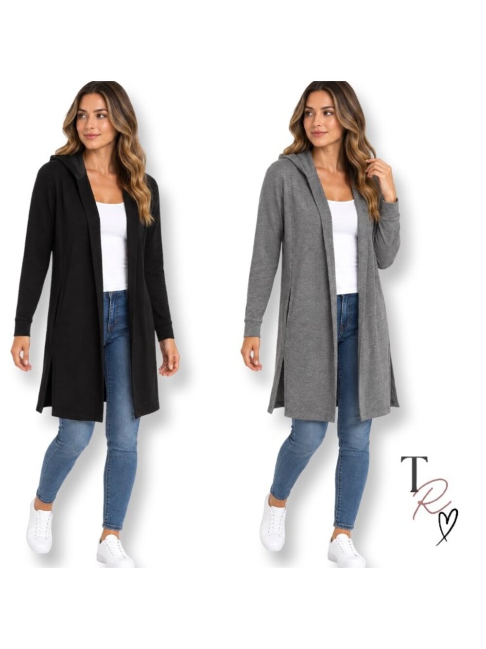 Bundle of Two Old Navy Active Longline Hooded Cardigan Sweaters Size Small Tall